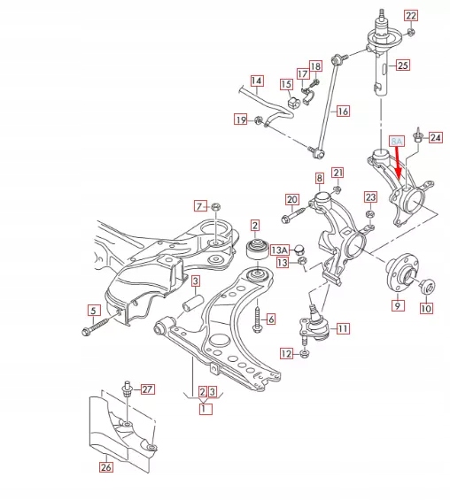 фото №1, Audi a1 8x передня частина правий сторона wheel knucle шпиндель 6c0407256