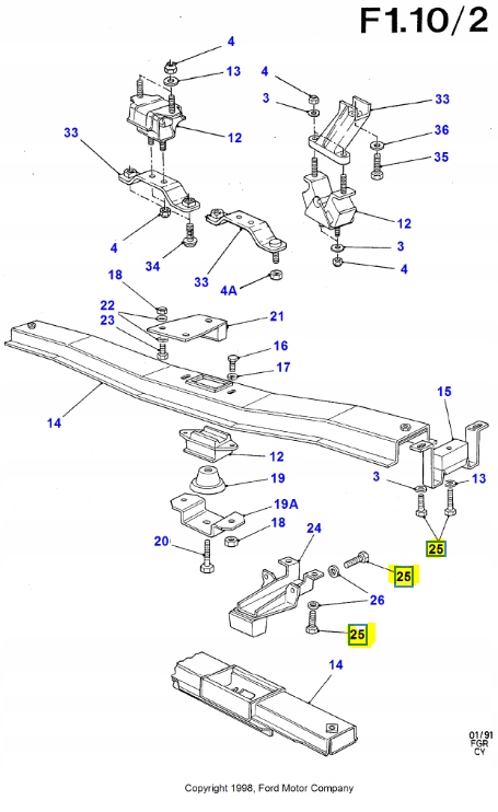 Болт, кронштейн двигуна / коробки ford transit 1985-1991 оригінальний номер 1575455 Київ