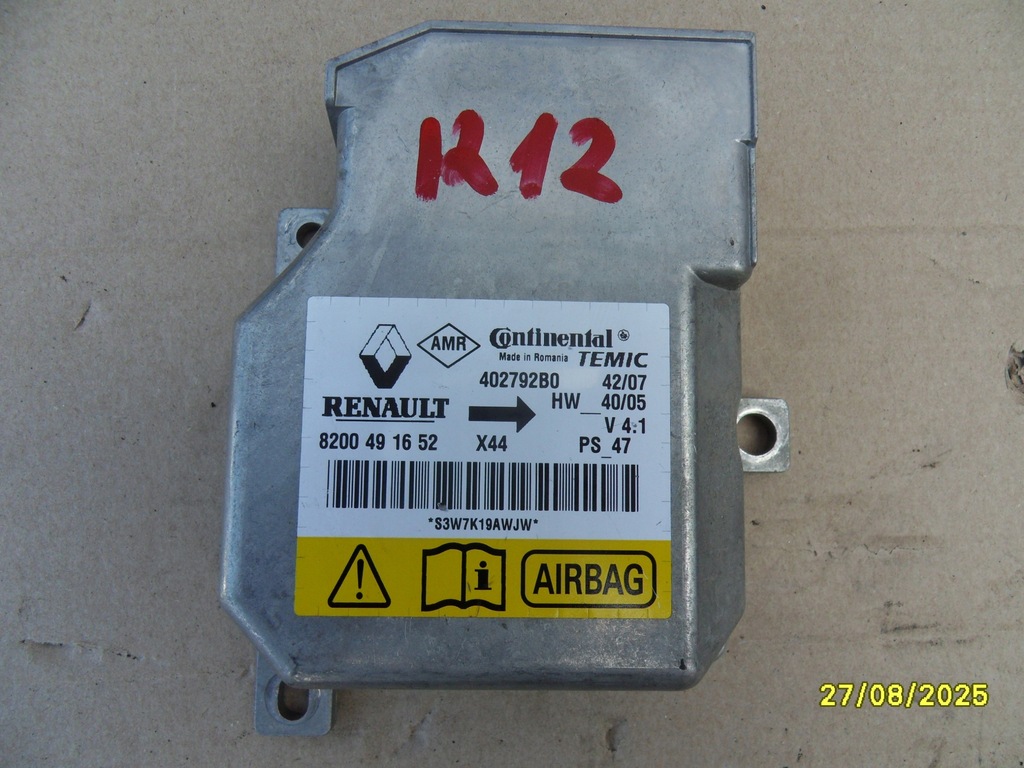 фото №1, Модуль датчик подушка безпеки renault оригінальний номер 8200491652 402792b0