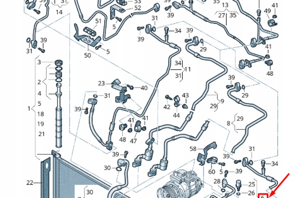 фото №7, Audi q7 4l шланг радиаторный кондиционера новый оригинальный 7l6820721bf