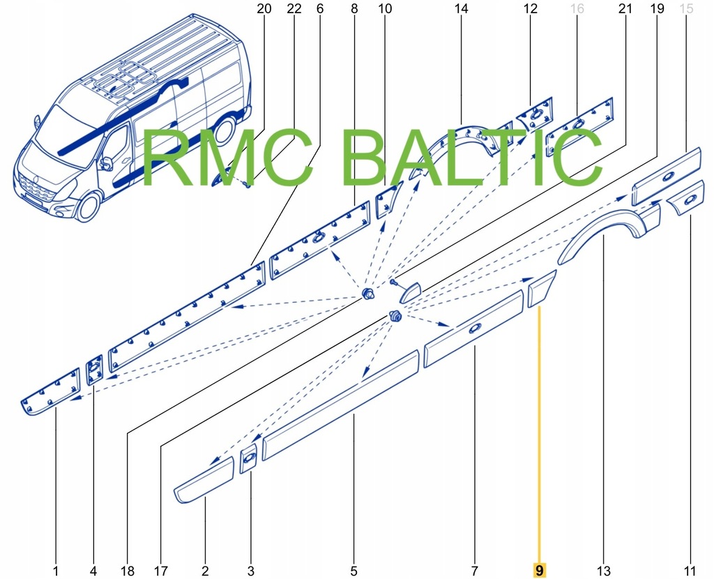 фото №16, Молдинг боковая левая renault master iii iv opel movano b nissan nv400