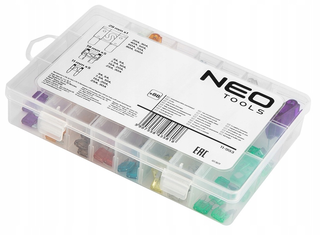 фото №10, Набор предохранителей автомобильных, коробка, 88 sztuk, 3 типы