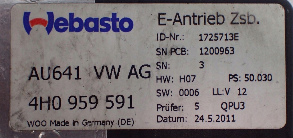 фото №9, Двигатель моторчик люк audi a8 d4 4h0959591