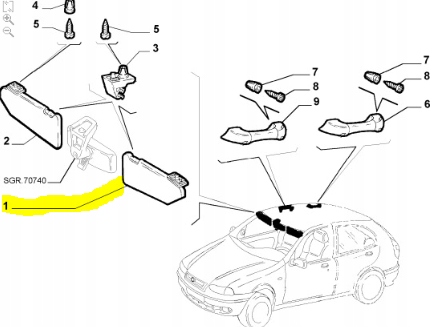 фото №8, Защита солнцезащитная левый перед fiat palio оригинальный номер 735365020