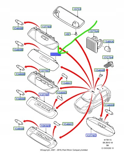 фото №1, Лампа освітлення салону ford fiesta mk6 fusion