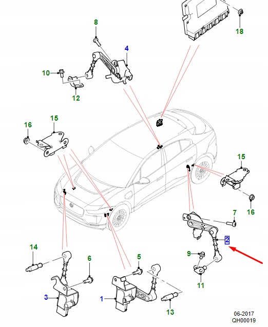 фото №1, Jaguar i-pace x590 rear left height датчик t4k1550 original