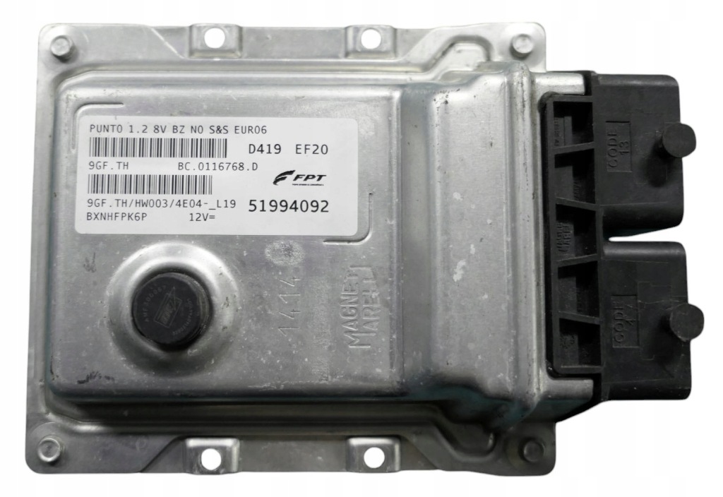 Купити Блок керування двигуна fiat punto 1.2 51994092 9gf.th + програмування
