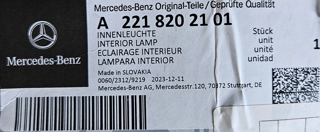 фото №4, Лампа внутренняя mercedes wiele modeli