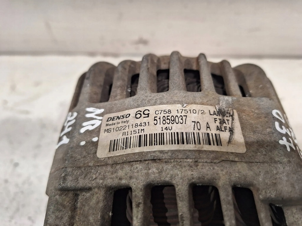 фото №7, Генератор denso 51859037 14v 70a fiat panda ii 1.2 8v 69km 03-