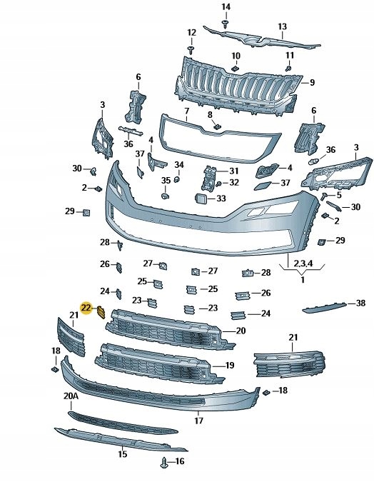 фото №1, Заглушка фаркоп решётки бампера перед skoda kodiaq