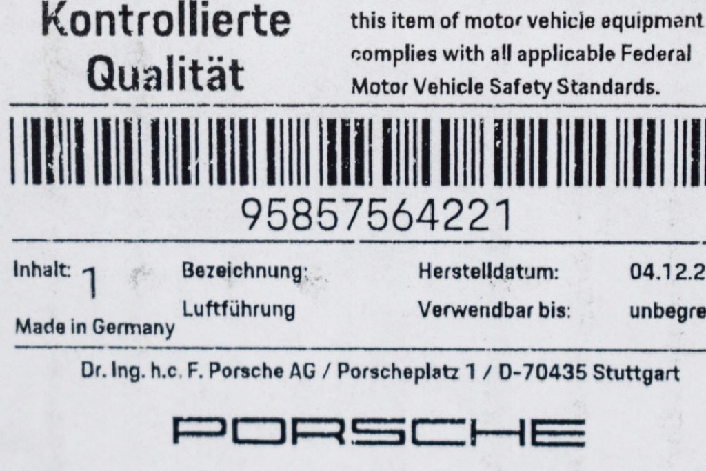 фото №6, Porsche cayenne 92a 3.6i шланг повітря do радіатора 95857564221