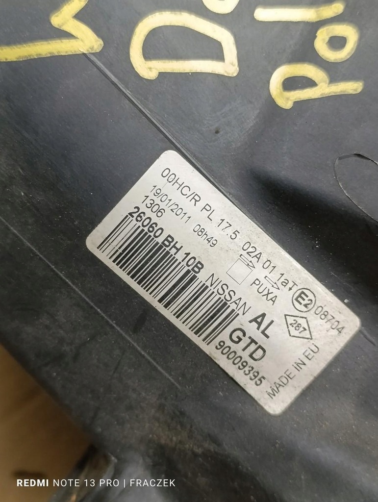 фото №12, Ліва лампа передня nissan note e11 remo