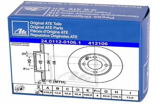 фото №1, Тормозные диски тормозные ate do seat toledo i 2.0i