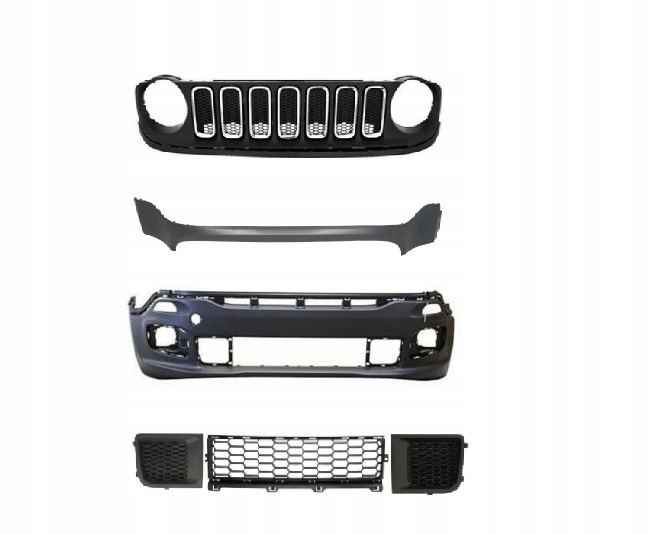 фото №1, Jeep renegade 14-18 бампер kompletny + решётка радиатора хром перед решётки