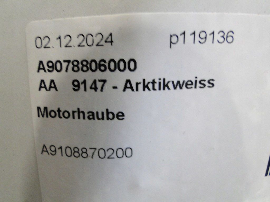 фото №9, Mercedes sprinter 907 910 капот крышка двигателя a9078806000 147 arktikweiss