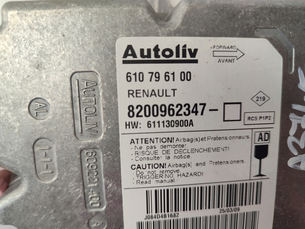 фото №4, Датчик блок управления модуль подушка безопасности renault clio iii lift 8200962347