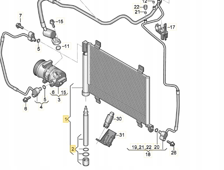 фото №1, Конденсатор радиатор радиатор кондиционера vw up! up skoda citigo 2011-