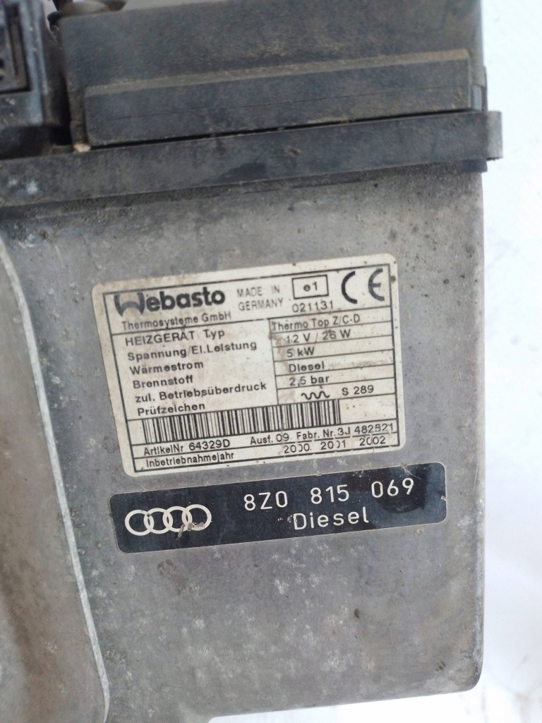 фото №5, Обігрівач стояночний webasto audi a2 8z0815069 and/3/o2