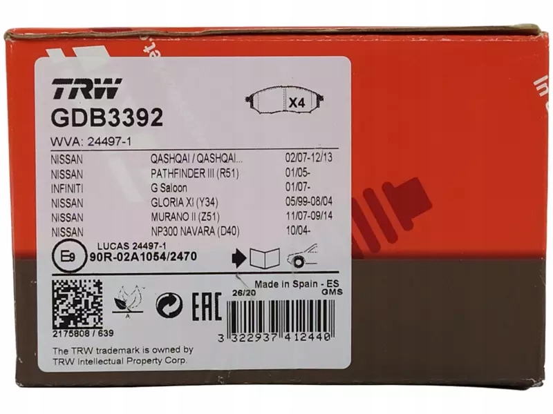 фото №8, Trw гальмівні диски+ гальмівні колодки перед renault koleos j10 320mm