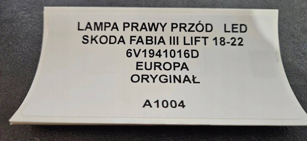 Купить Фара правая  перед led skoda fabia 3 рестайлинг  18-22 европа оригинал 6v1941016d