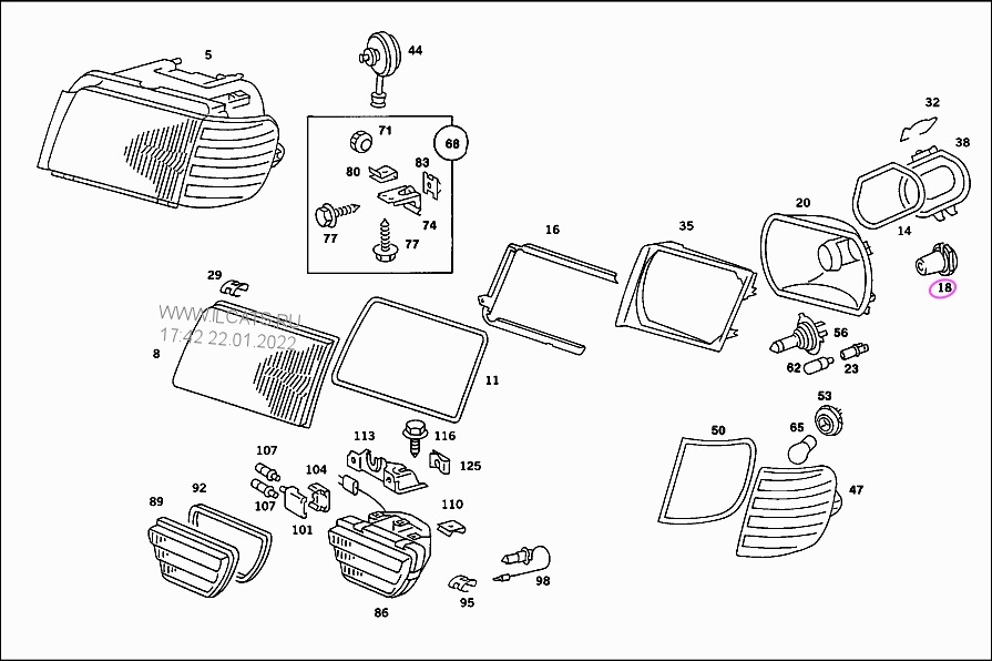 Купить Втулка фара mercedes w126 перед оригинал
