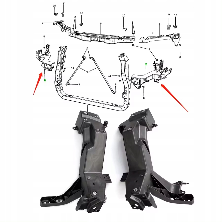 фото №9, Панель фари лампи кронштейн напрямна комплект dodge durango 2014-2023 правий+ лівий