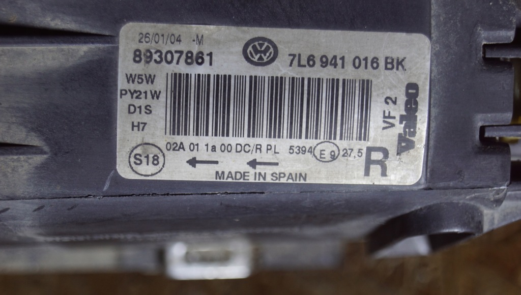 фото №9, Vw touareg 7l лампа правая перед ксенон eu