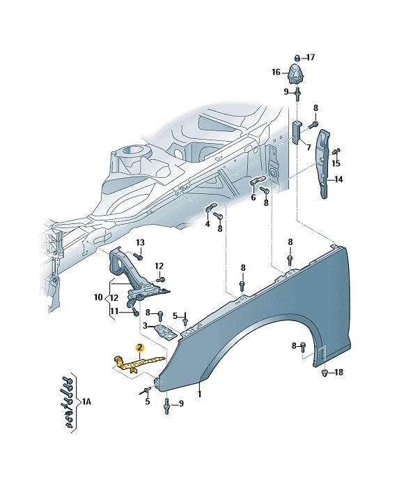 фото №2, Направляющая крыла левый перед audi a4