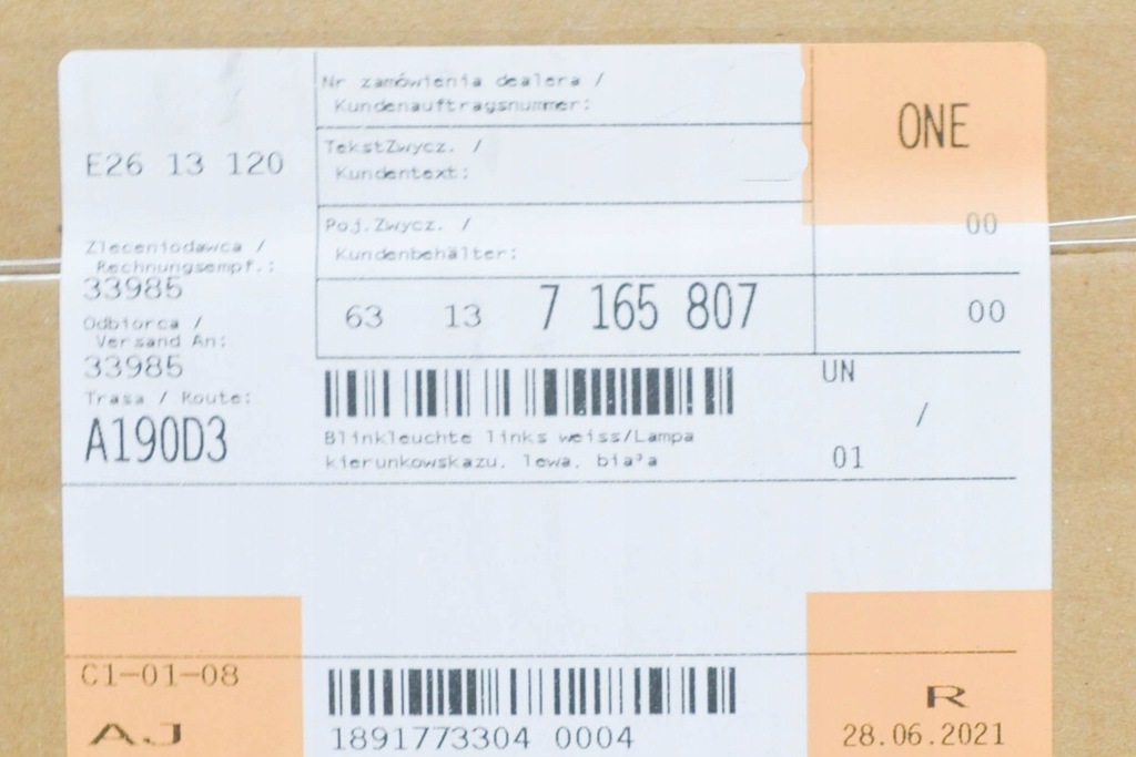 фото №9, Bmw 6 e64 передний левый поворотник 6313 новый оригинальный 7165807