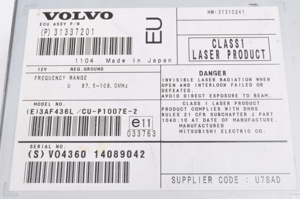 фото №6, Volvo c30 s40 c70 v50 считыватель дисков навигации 31337201