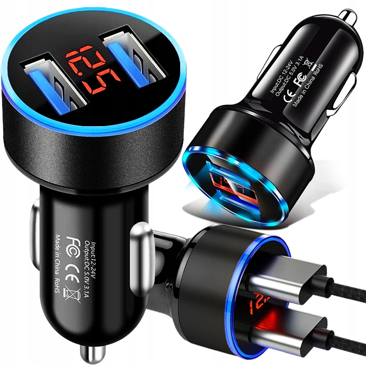 фото №5, Скло зарядний пристрій автомобільна usb 3.1 quick charge з woltomierzem