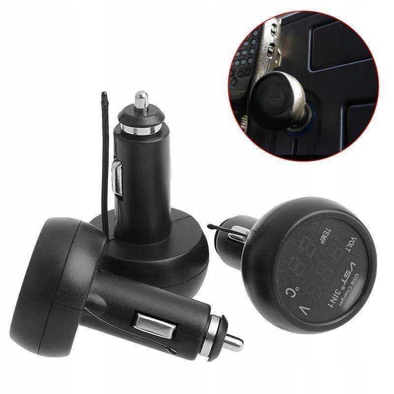 фото №5, Роз'єм зарядний пристрій автомобільний 12-24v з portem usb / woltomierz / термометр do автомобіля t