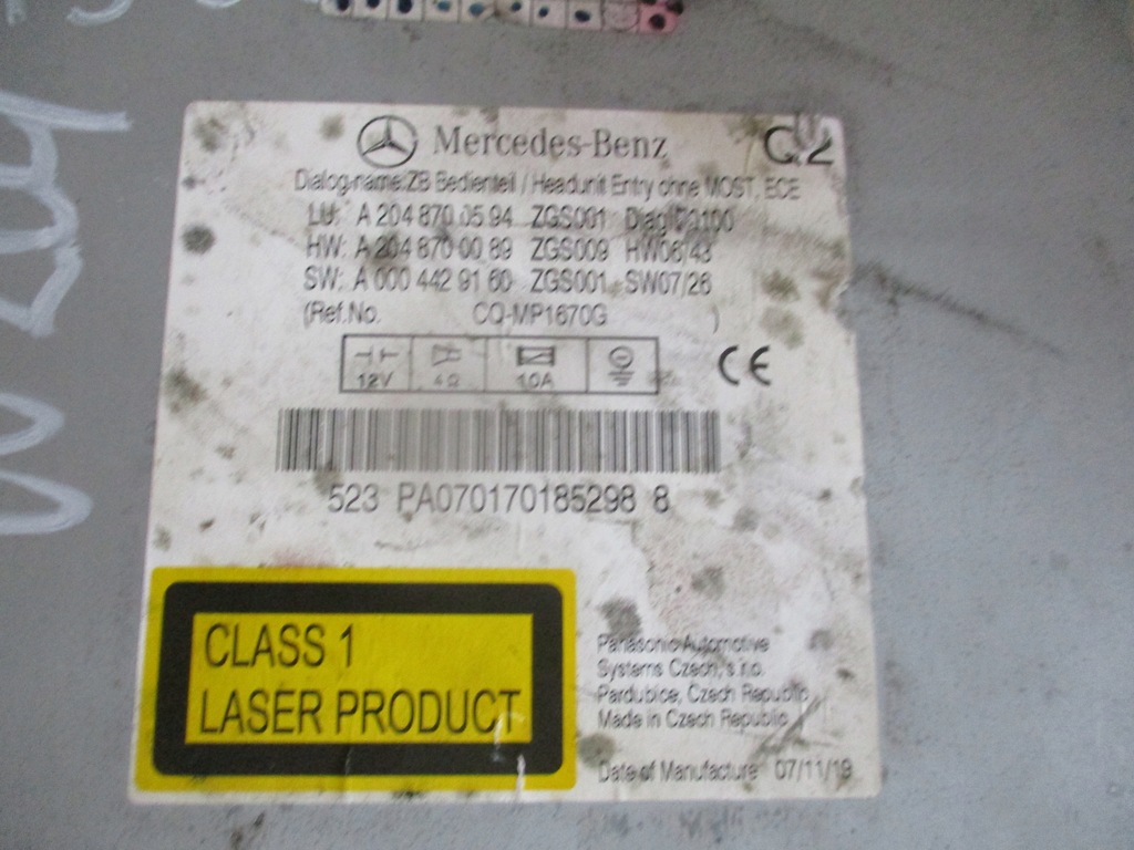 фото №2, Радіо радіопрогравач mercedes w204 a2048700594