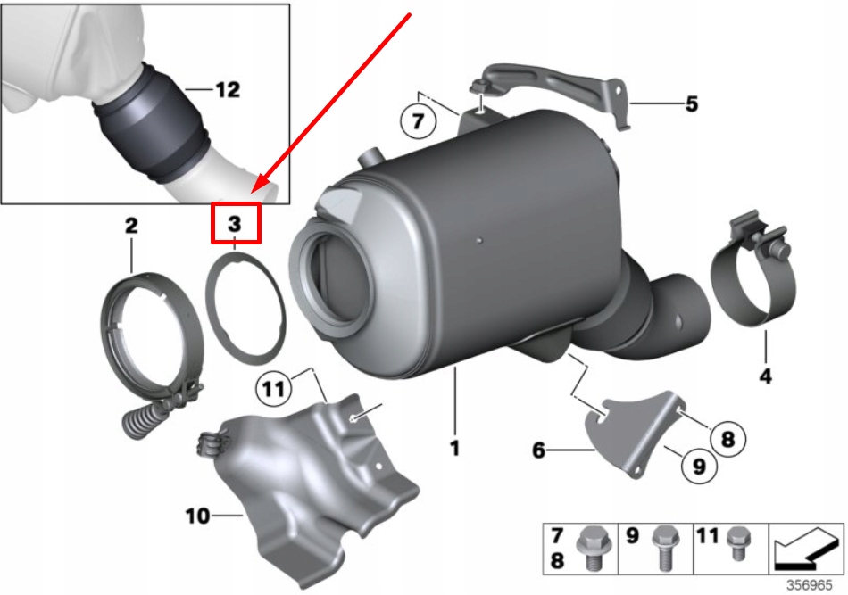 фото №9, Кільце ущільнювальний труби випускної bmw x5 e70 18307793678 7793678