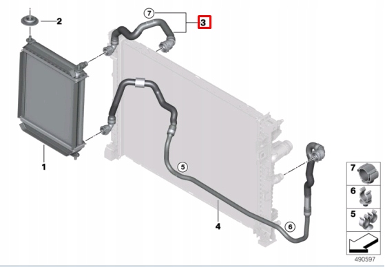 Bmw x5 g05 правый пабтрубок  радиатора воды zdalnej 17129894789 Доставка