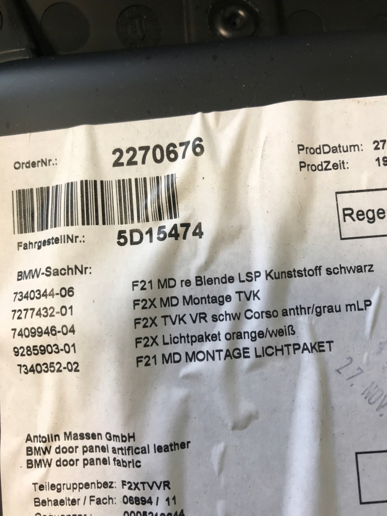 фото №7, Обшивка дверь правый bmw 1 f21 lci m-pakiet 3d