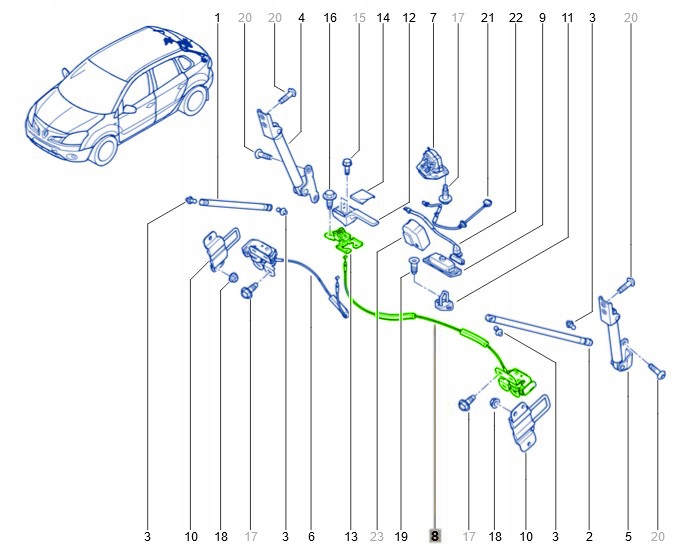фото №2, Засов замок крышки renault koleos левый задняя org