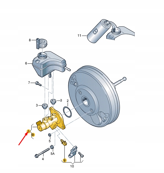фото №1, Audi tt 8j тандем brake master цилиндр rhd 8j2611021drep