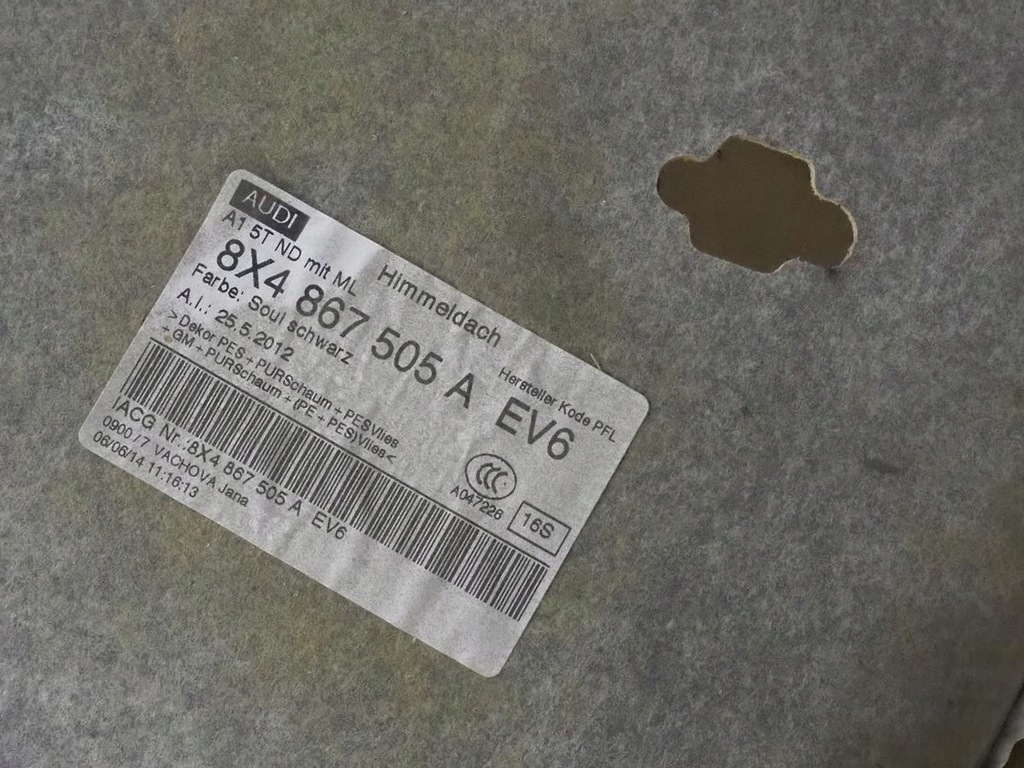 фото №15, Потолок czarna s-line audi a1 5 дверь 8x4867505a