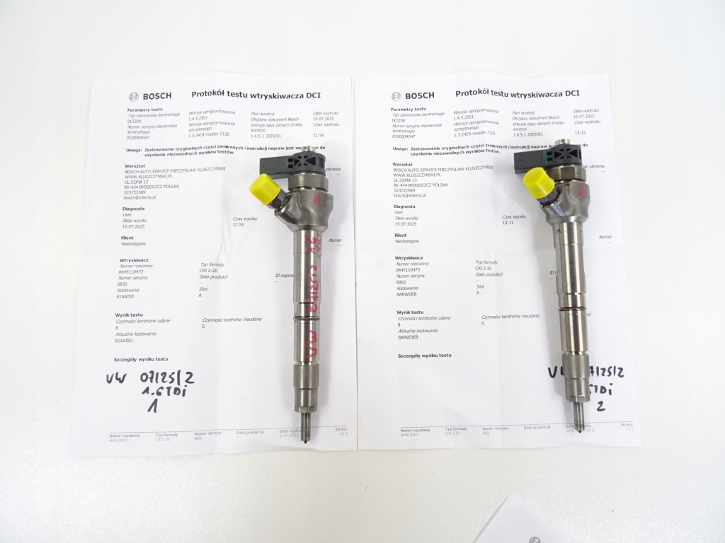 Форсунки vw audi skoda 1.6tdi 04l130277ad 0445110473 bosch wydruk test Цена