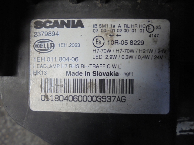 фото №3, Лампа фара scania r,s 2379894 правая str.