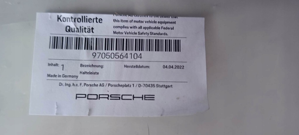 фото №6, Напрямна бампера porsche panamera 97050564104