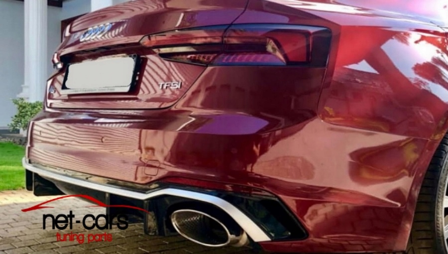 фото №11, Бампер задняя audi a5 f5 b9 16- wz s5 rs rs5 диффузор насадки чёрный серебристый