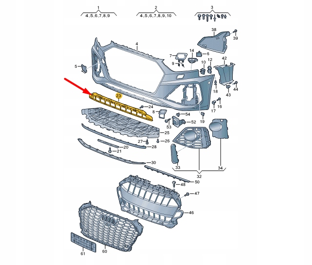 фото №10, Audi rs4 allroad avant b9 передня частина бампер center решітка 8w0807683h9b9