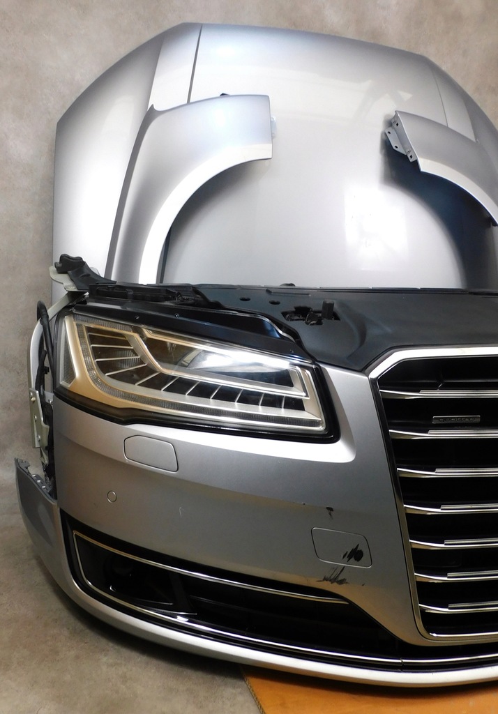 фото №7, Audi a8 d4 4h lift kompletny перед бампер лампы капот pas серебристый matrix