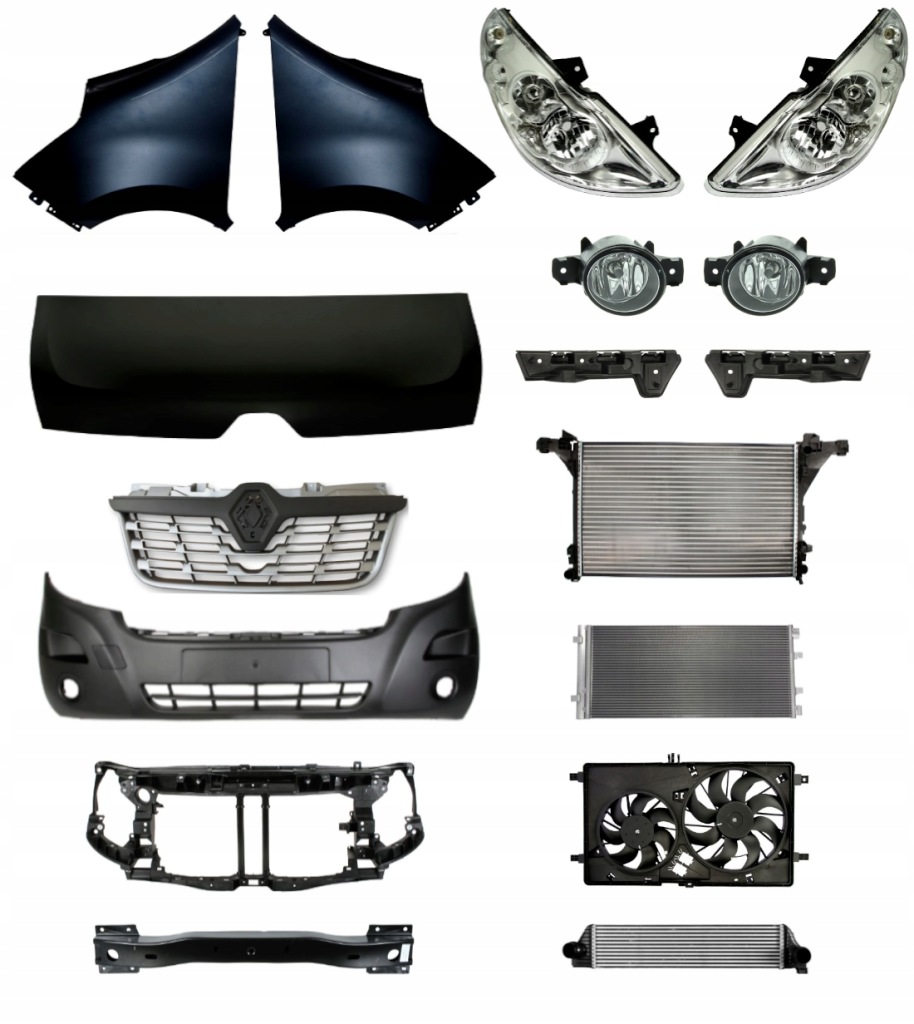 фото №1, Renault master 14- бампер pas капот крыло набор запчасти