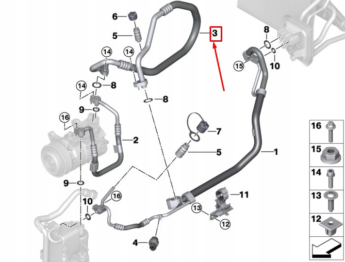 фото №1, Bmw x3 m f97 evaporator-compressor всасывание труба 64508073743