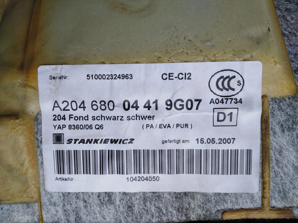 фото №9, Mercedes c w204 sedan килимок салону чорний euro 07r