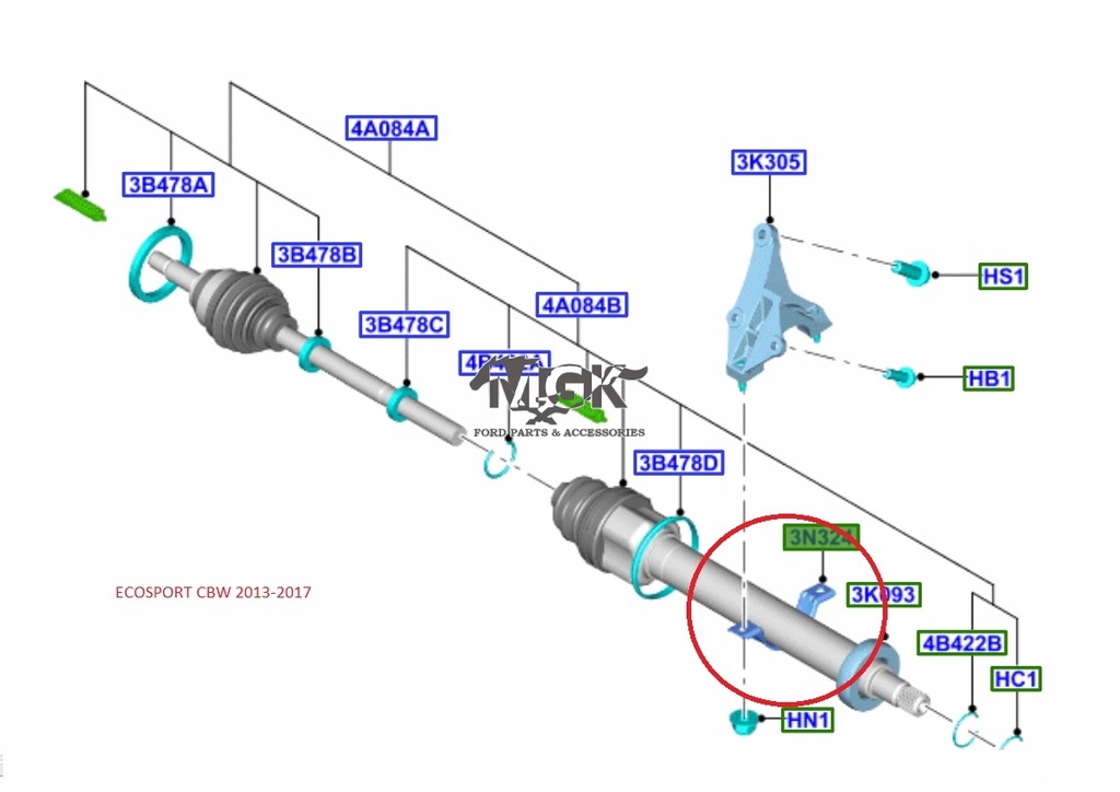 фото №7, Хомут подшипник опоры полуось wiele modeli ford oe_ 1038216 _ 97ag-3n324-ac