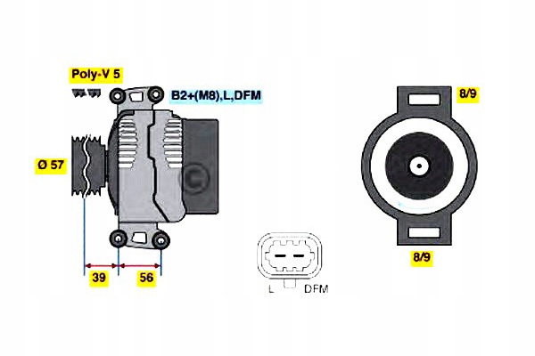 фото №2, Bos0 986 044 010 генератор 14v, 100a chevrolet